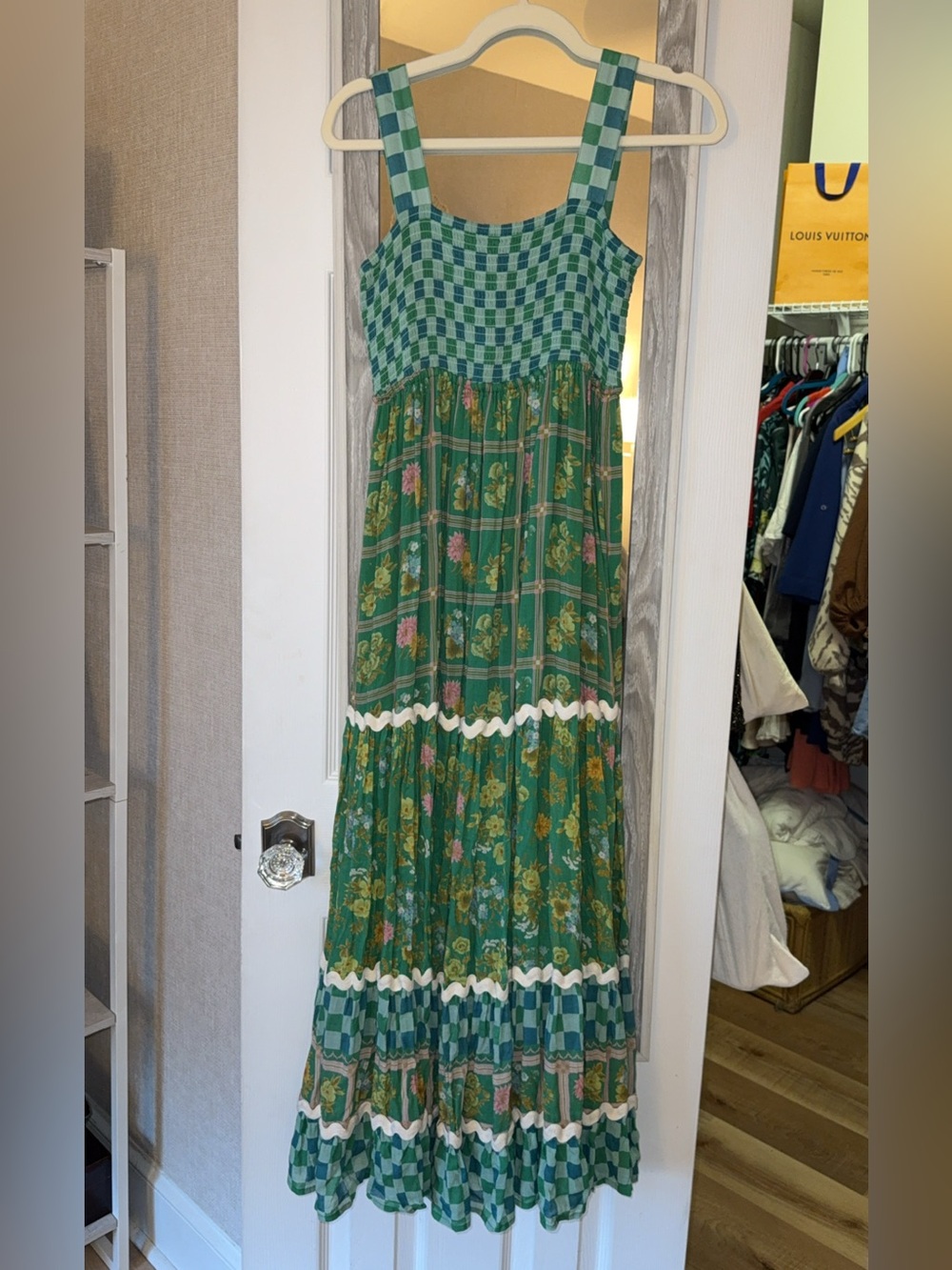 Spell "Flora" Strappy Maxi Dress featuring a vibrant green floral print Size XS - Picture 3 of 10